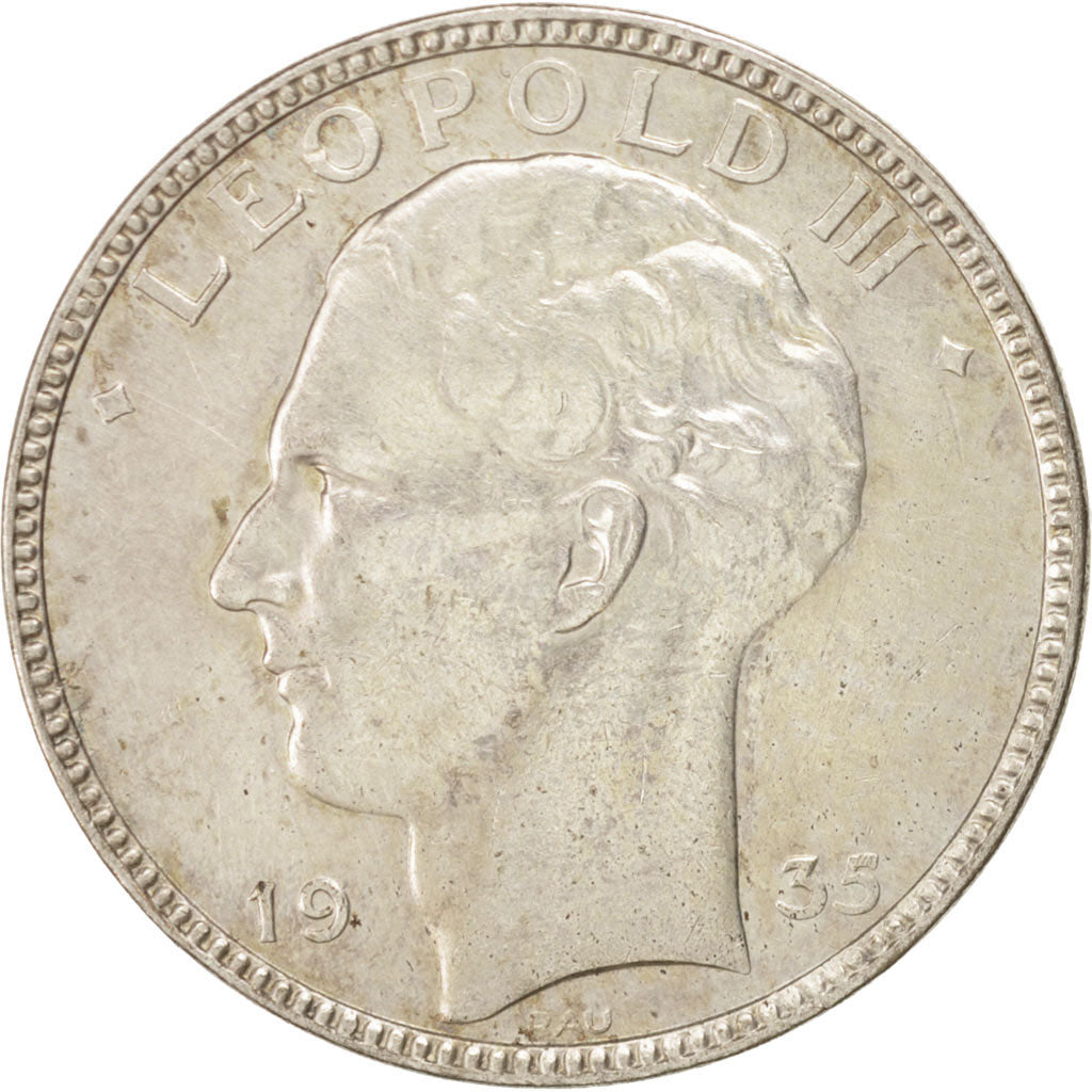 Coin, Belgium, 20 Francs, 20 Frank, 1935, EF(40-45), Silver, KM:105