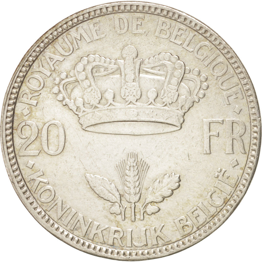 Coin, Belgium, 20 Francs, 20 Frank, 1935, EF(40-45), Silver, KM:105