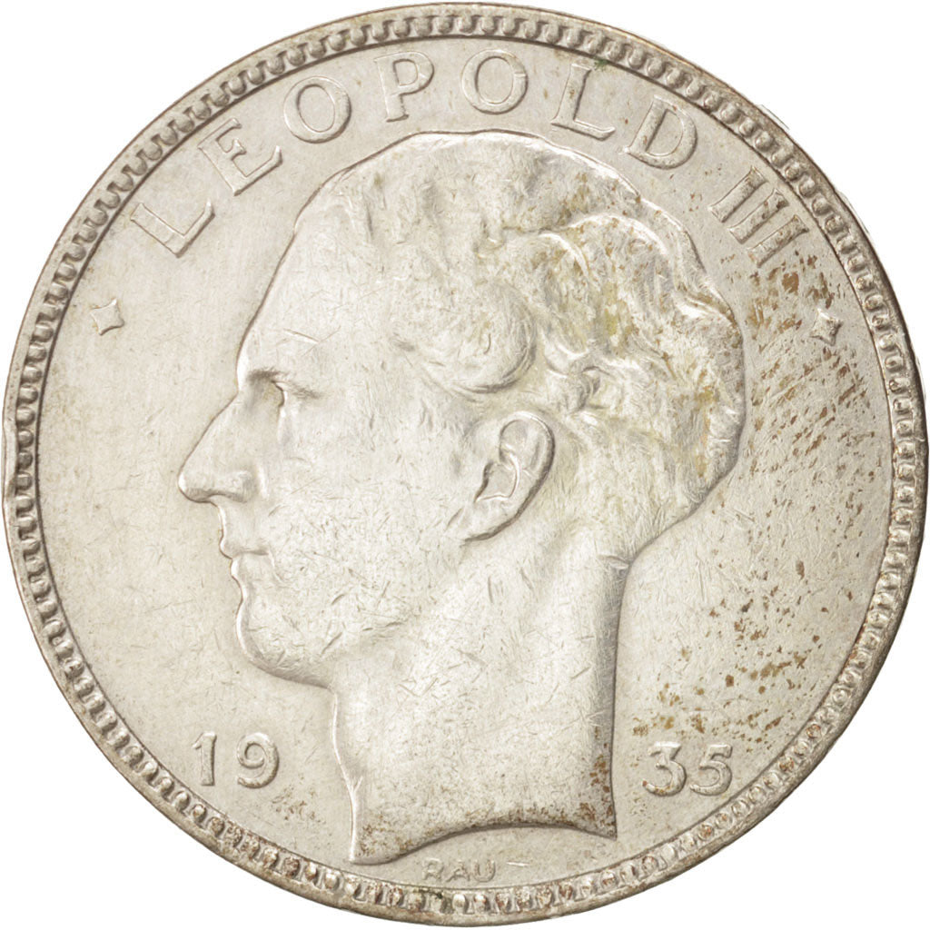 Coin, Belgium, 20 Francs, 20 Frank, 1935, EF(40-45), Silver, KM:105