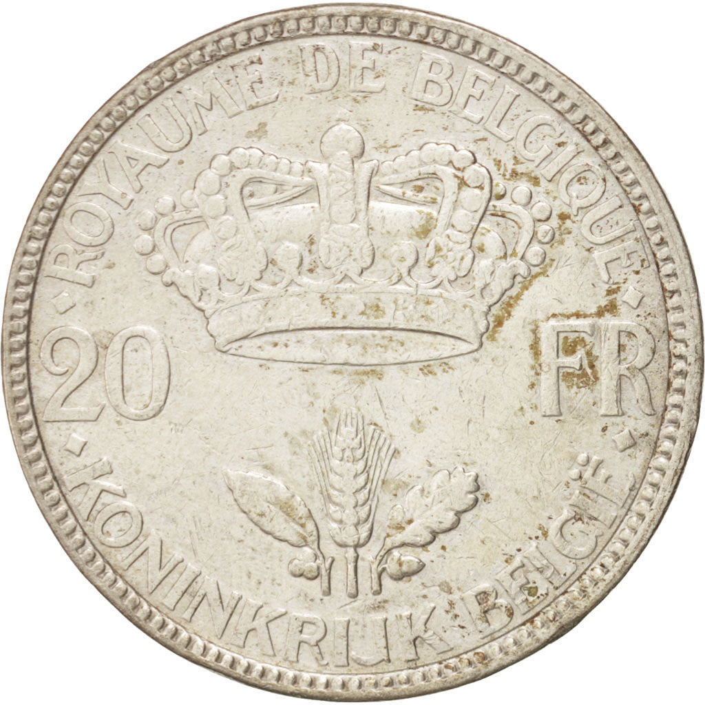 Coin, Belgium, 20 Francs, 20 Frank, 1935, EF(40-45), Silver, KM:105