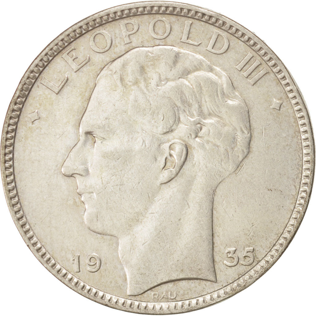 Coin, Belgium, 20 Francs, 20 Frank, 1935, EF(40-45), Silver, KM:105