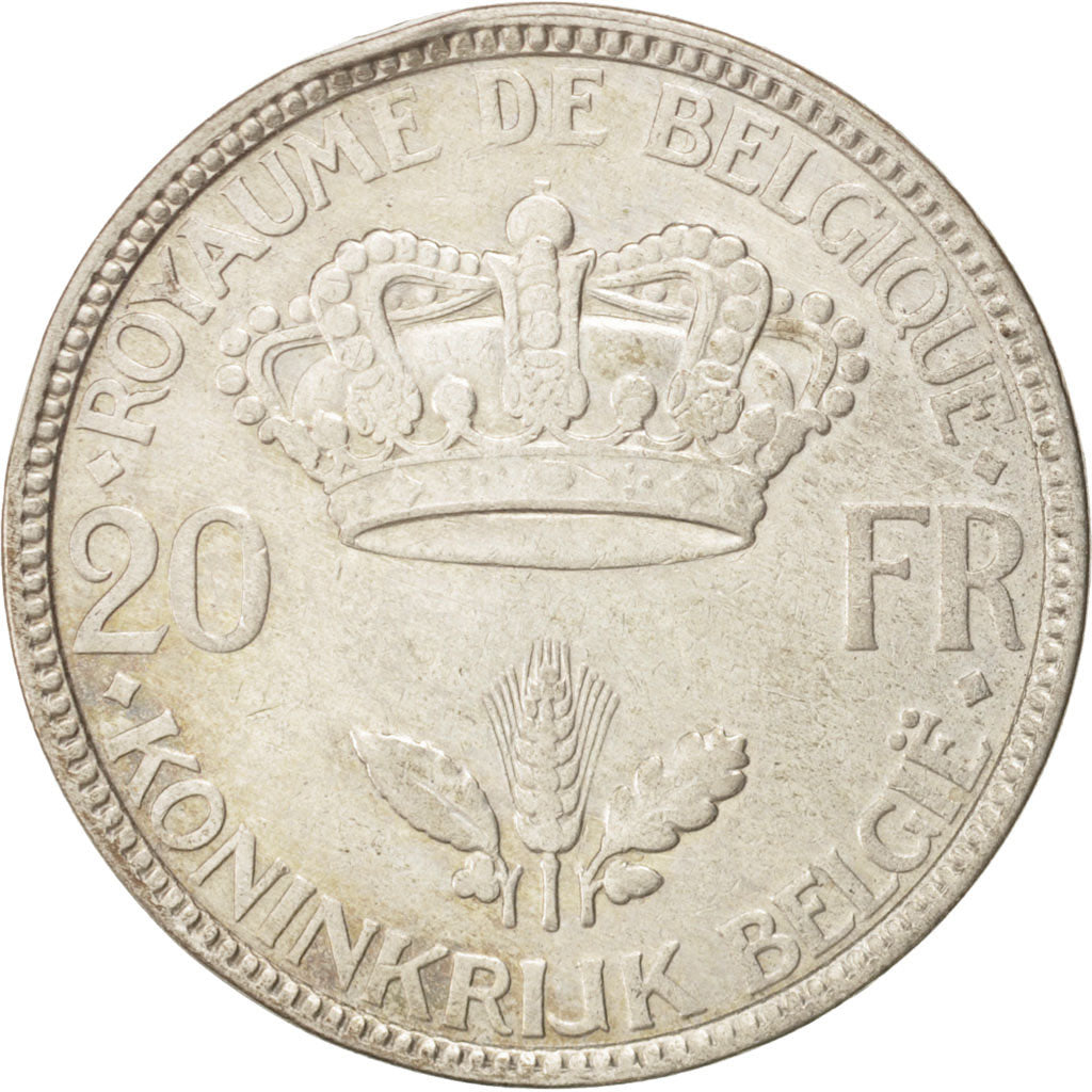 Coin, Belgium, 20 Francs, 20 Frank, 1935, EF(40-45), Silver, KM:105