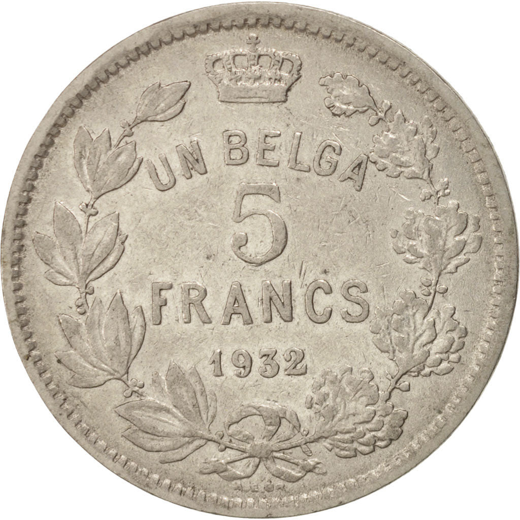 Belgium, 5 Francs, 5 Frank, 1932, EF(40-45), Nickel, KM:97.1
