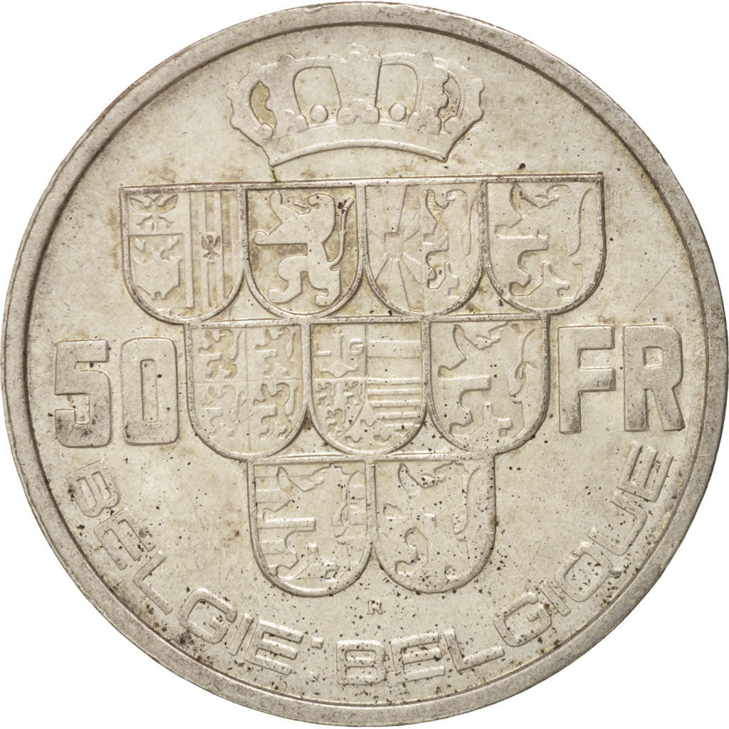 Coin, Belgium, 50 Francs, 50 Frank, 1939, EF(40-45), Silver, KM:122.1
