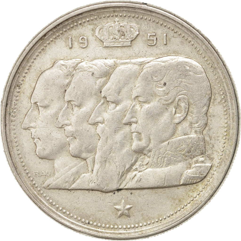 Belgium, 100 Francs, 100 Frank, 1951, EF(40-45), Silver, KM:139.1