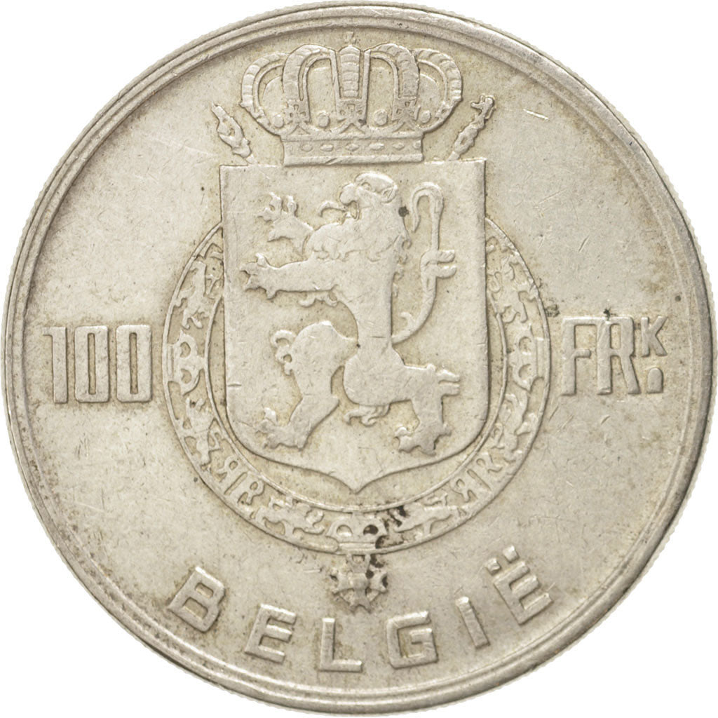 Belgium, 100 Francs, 100 Frank, 1951, EF(40-45), Silver, KM:139.1