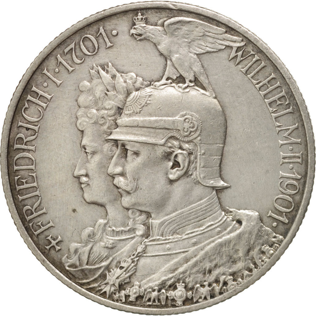 Stati tedeschi, PRUSSIA, Wilhelm II, 2 Mark, 1901, Berlin, Argento, KM:525