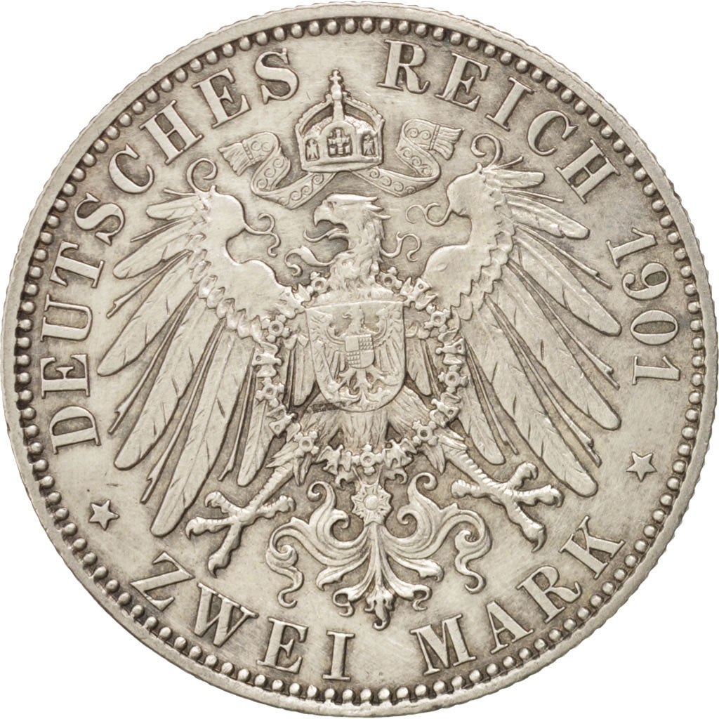 Stati tedeschi, PRUSSIA, Wilhelm II, 2 Mark, 1901, Berlin, Argento, KM:525