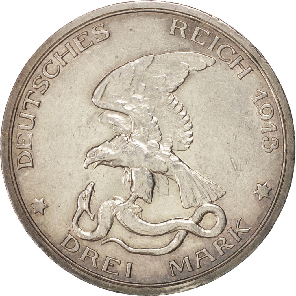 German States, PRUSSIA, Wilhelm II, 3 Mark, 1913, Berlin, Silver, KM:534