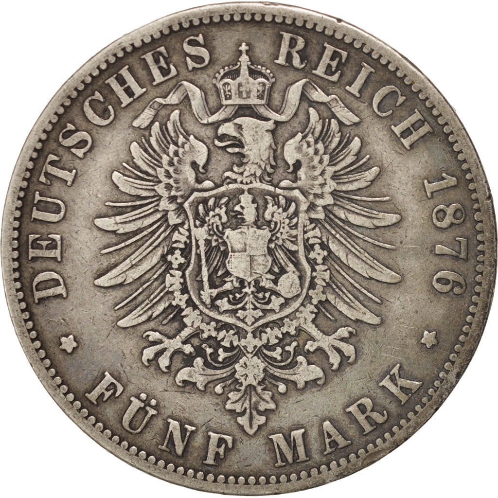 German States, PRUSSIA, Wilhelm I, 5 Mark, 1876, Hannover, Silver, KM:503