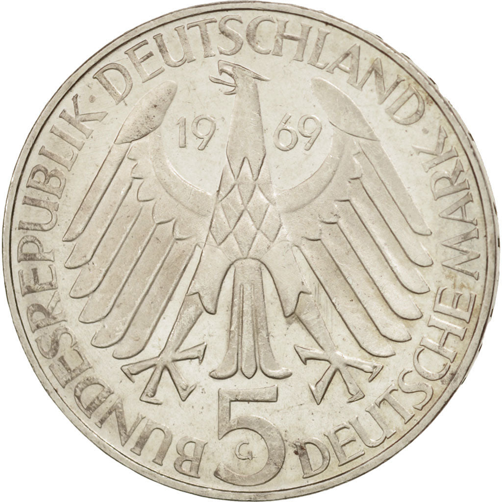 Coin, GERMANY - FEDERAL REPUBLIC, 5 Mark, 1969, Karlsruhe, Germany, MS(60-62)