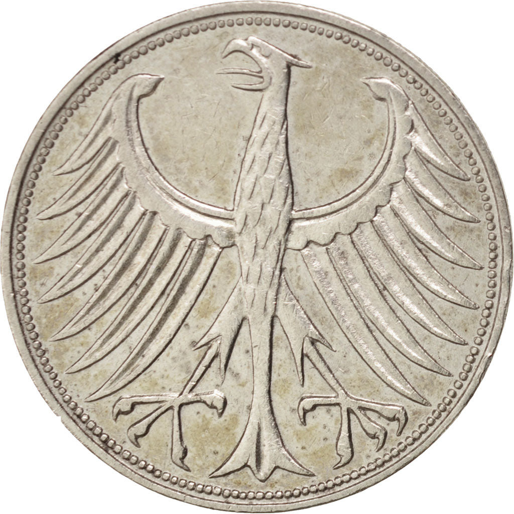 Coin, GERMANY - FEDERAL REPUBLIC, 5 Mark, 1951, Stuttgart, EF(40-45), Silver