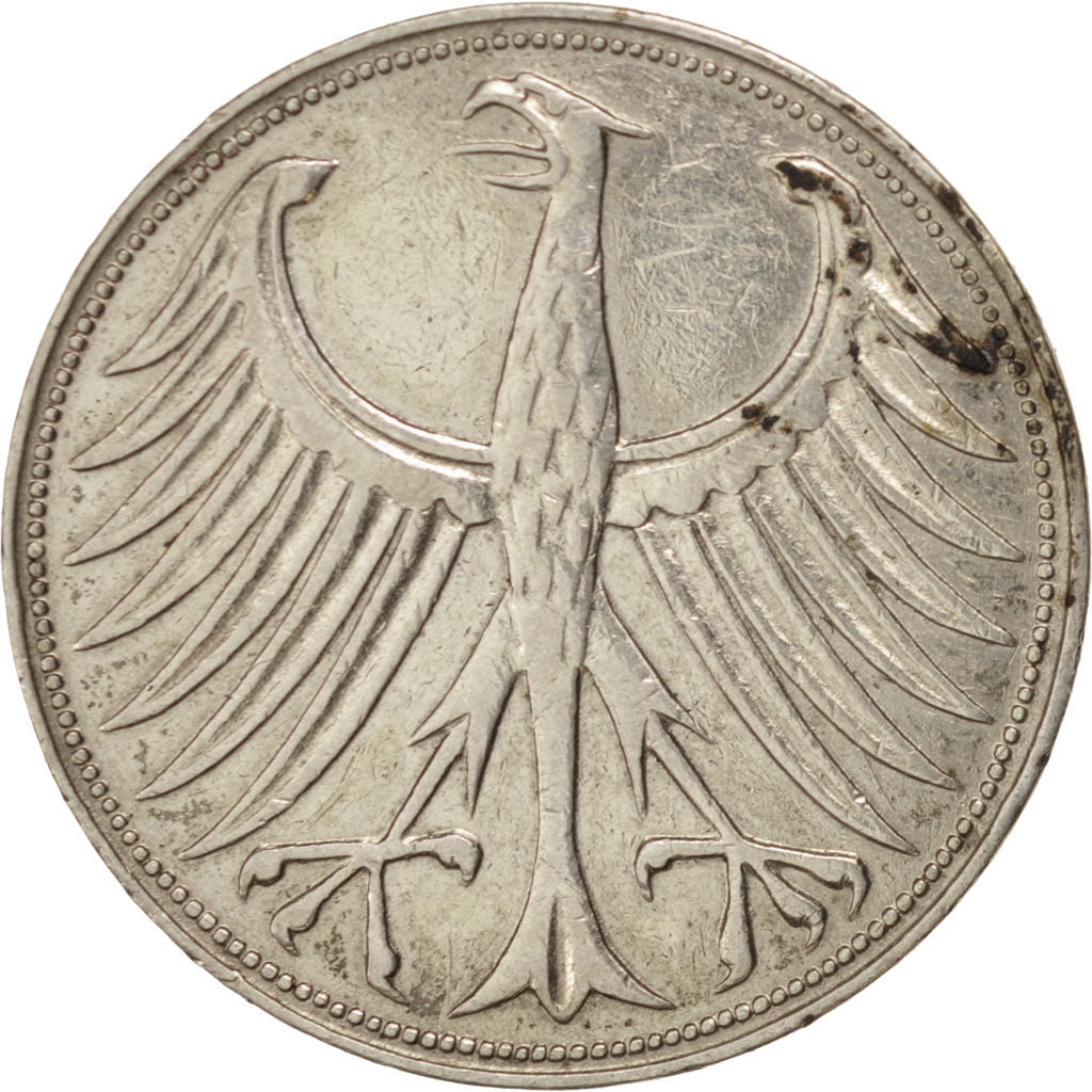 Coin, GERMANY - FEDERAL REPUBLIC, 5 Mark, 1951, Hamburg, EF(40-45), Silver