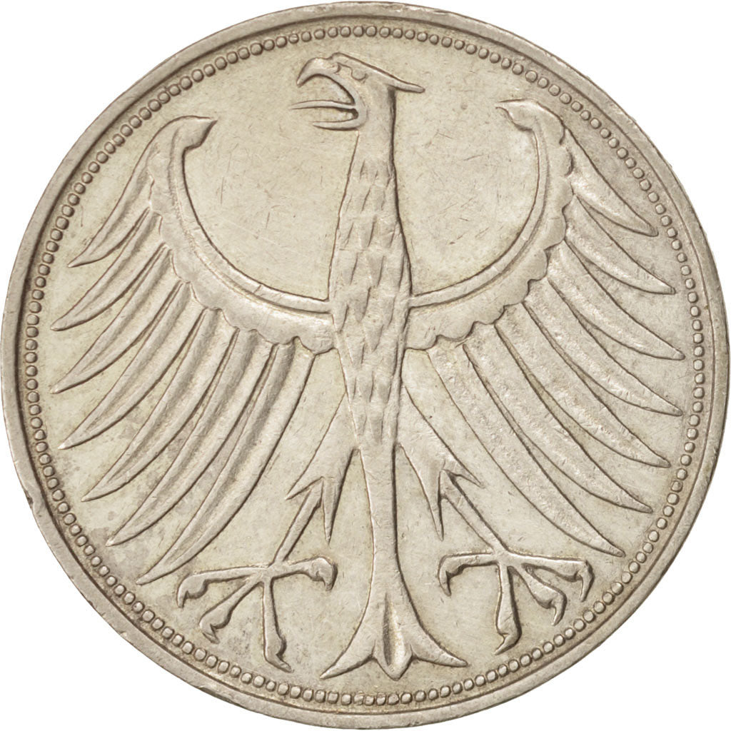 GERMANY - FEDERAL REPUBLIC, 5 Mark, 1956, Hamburg, EF(40-45), Silver, KM:112.1
