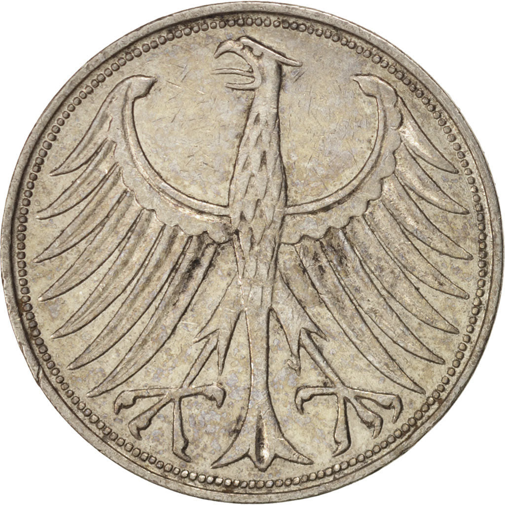 GERMANIA - REPUBBLICA FEDERALE, 5 Mark, 1957, Hamburg, BB, Argento, KM:112.1