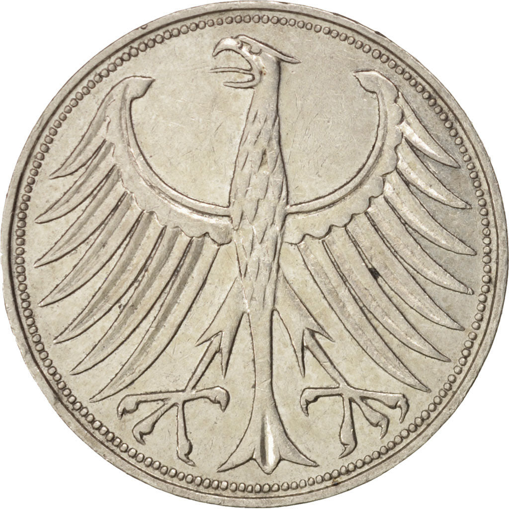 GERMANY - FEDERAL REPUBLIC, 5 Mark, 1958, Munich, EF(40-45), Silver, KM:112.1