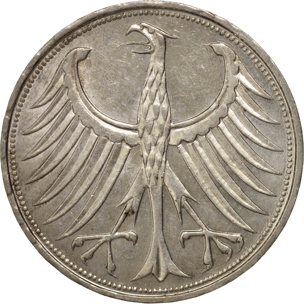 Coin, GERMANY - FEDERAL REPUBLIC, 5 Mark, 1958, Munich, AU(55-58), Silver