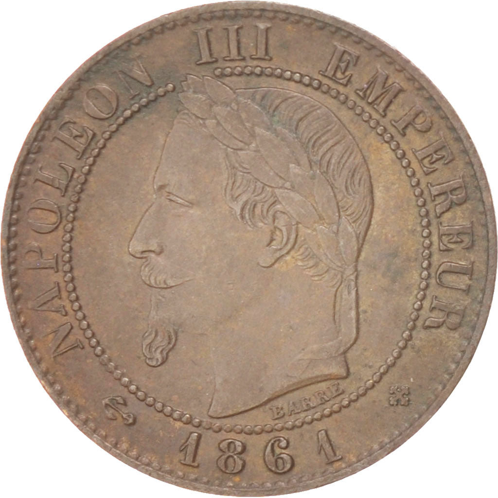 France, Napoleon III, Centime, 1861, Strasbourg, AU(50-53), KM:795.2