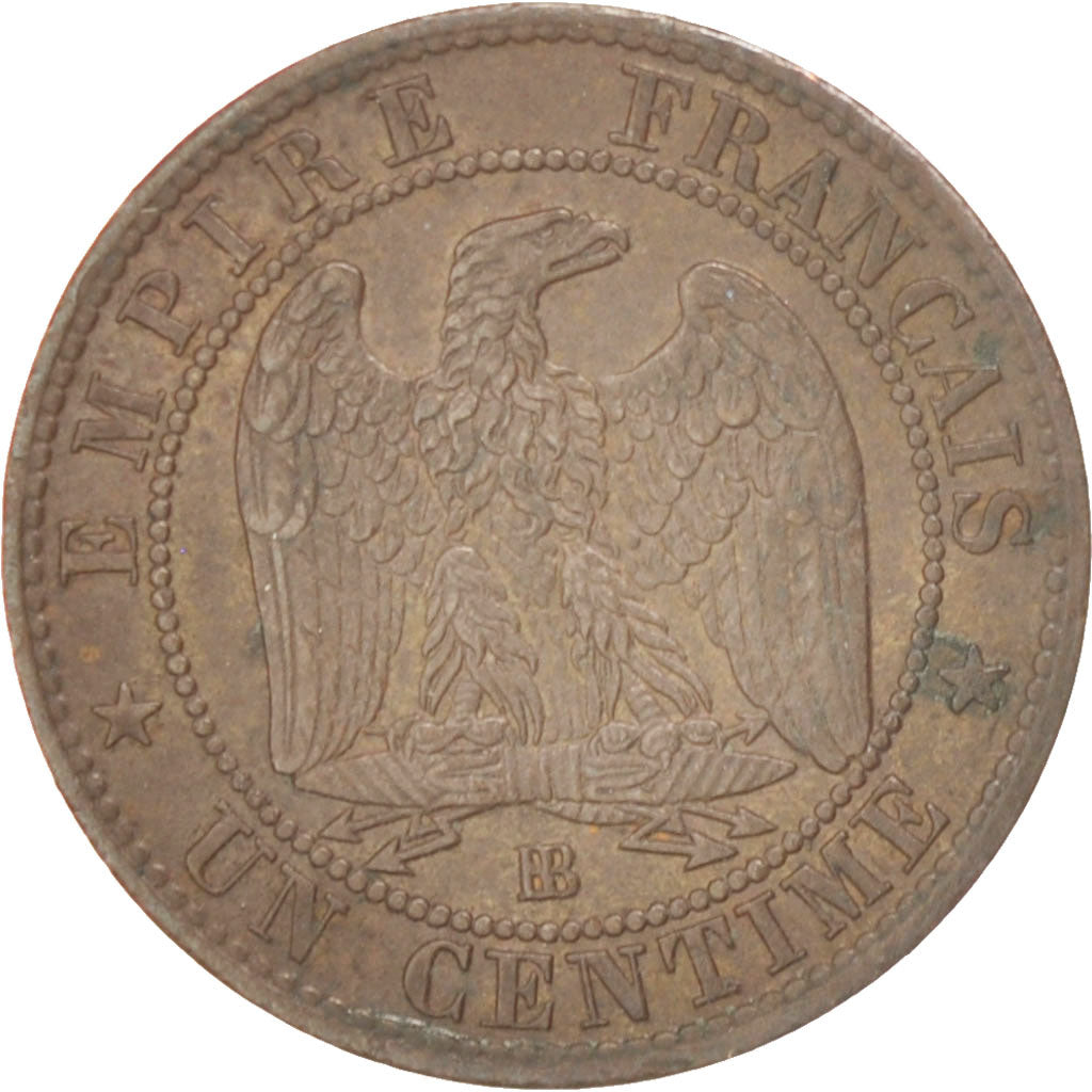 France, Napoleon III, Centime, 1861, Strasbourg, AU(50-53), KM:795.2