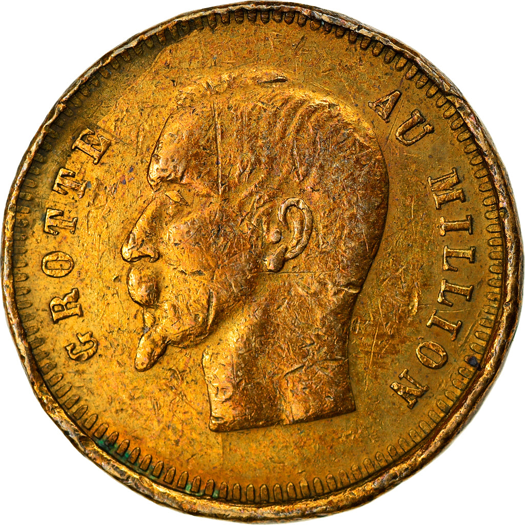 France, Token, Napoléon III, Jeu, La Grotte au Million, VF(20-25), Brass