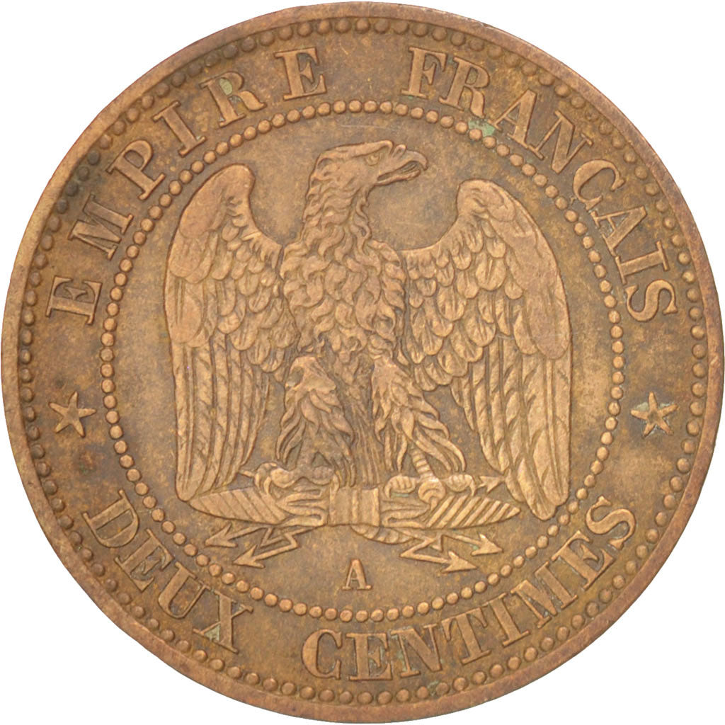Francia, Napoléon III, 2 Centimes, 1853, Paris, BB, Bronzo, KM:776.1