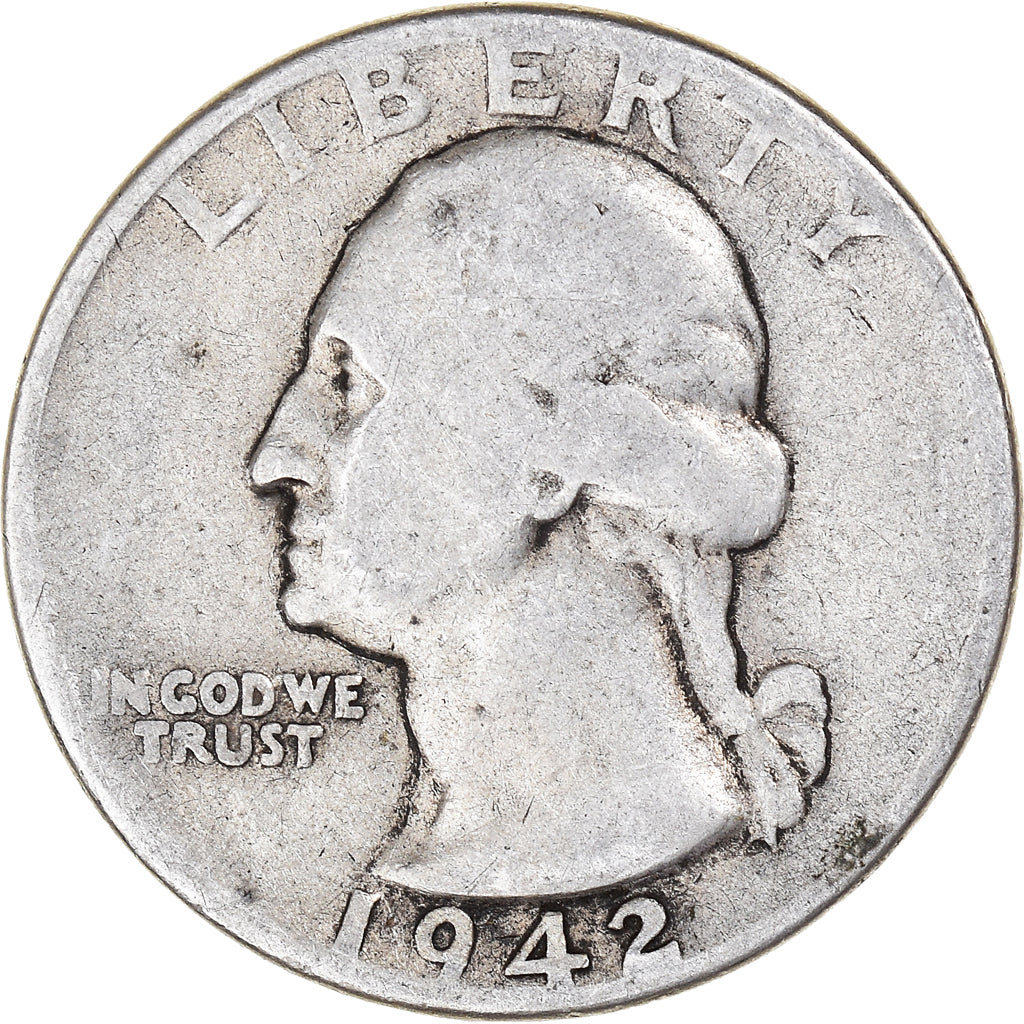 Coin, United States, Washington Quarter, Quarter, 1942, U.S. Mint, Philadelphia