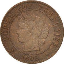 France, Cérès, Centime, 1892, Paris, EF(40-45), Bronze, KM:826.1, Gadoury:88