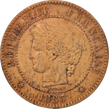 France, Cérès, 2 Centimes, 1883, Paris, VF(20-25), Bronze, KM:827.1