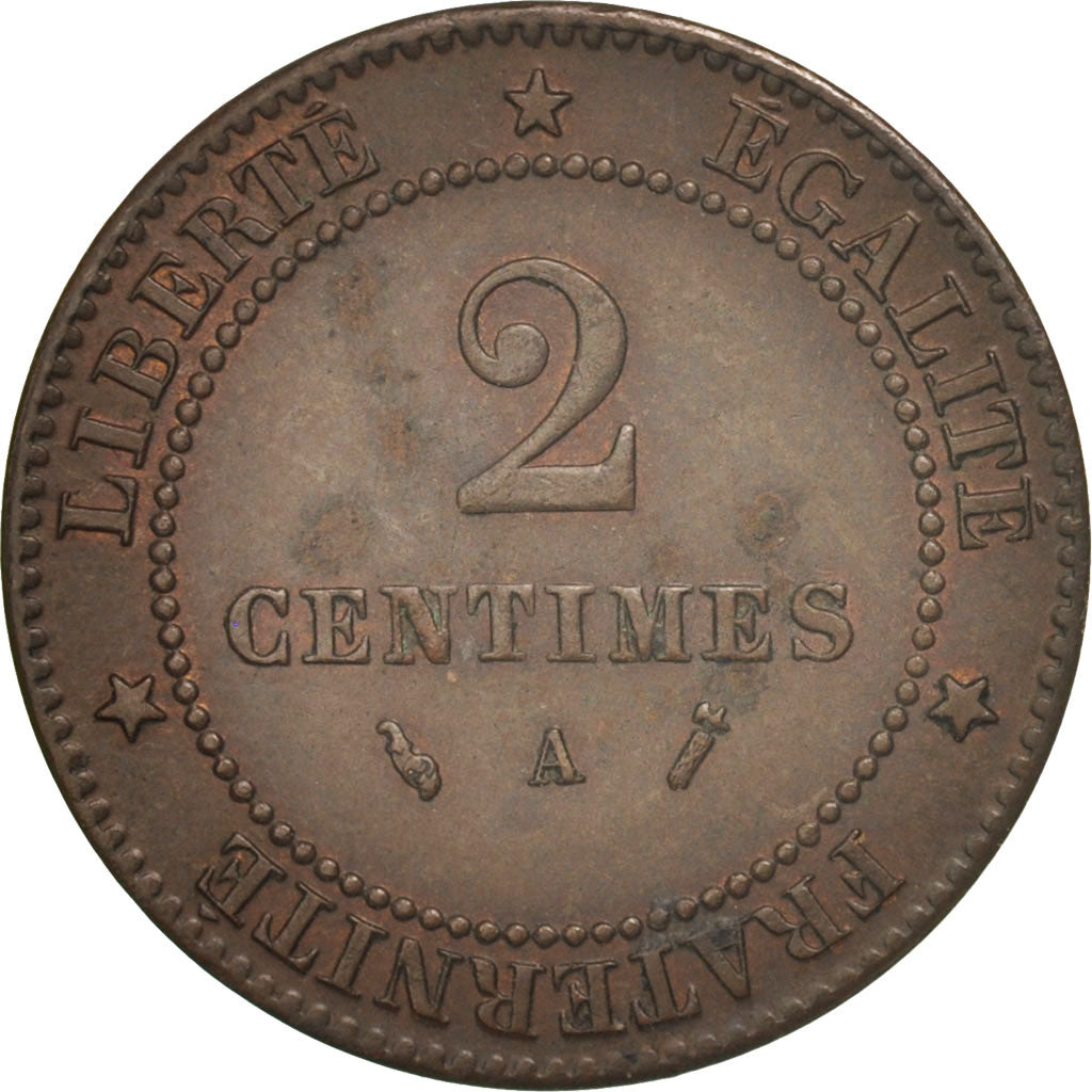France, Cérès, 2 Centimes, 1886, Paris, EF(40-45), Bronze, KM:827.1