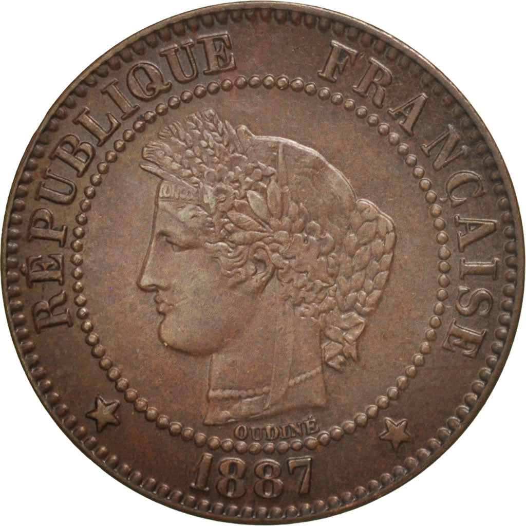 France, Cérès, 2 Centimes, 1887, Paris, EF(40-45), Bronze, KM:827.1
