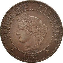 France, Cérès, 2 Centimes, 1887, Paris, EF(40-45), Bronze, KM:827.1