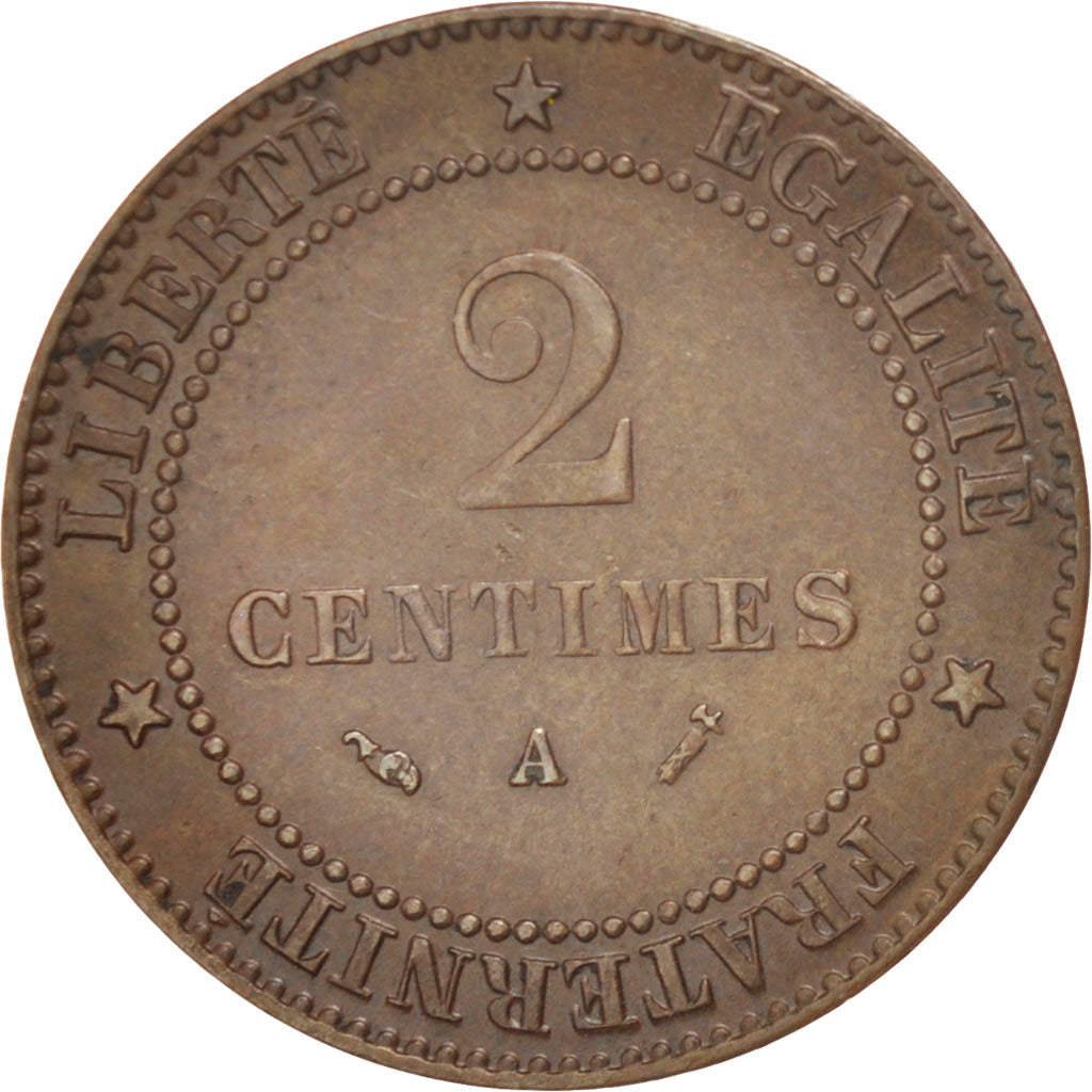 France, Cérès, 2 Centimes, 1887, Paris, EF(40-45), Bronze, KM:827.1