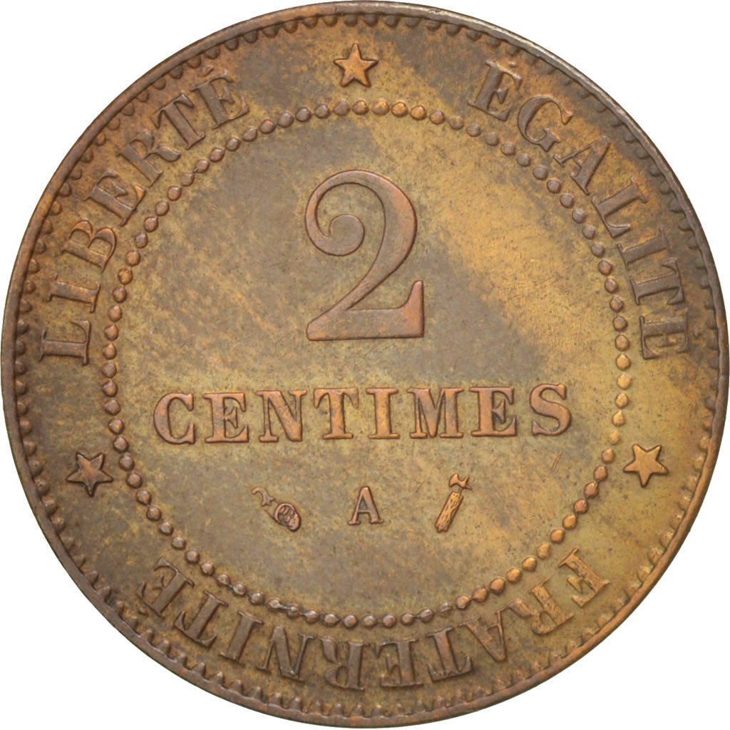 Coin, France, Cérès, 2 Centimes, 1889, Paris, AU(50-53), Bronze, KM:827.1