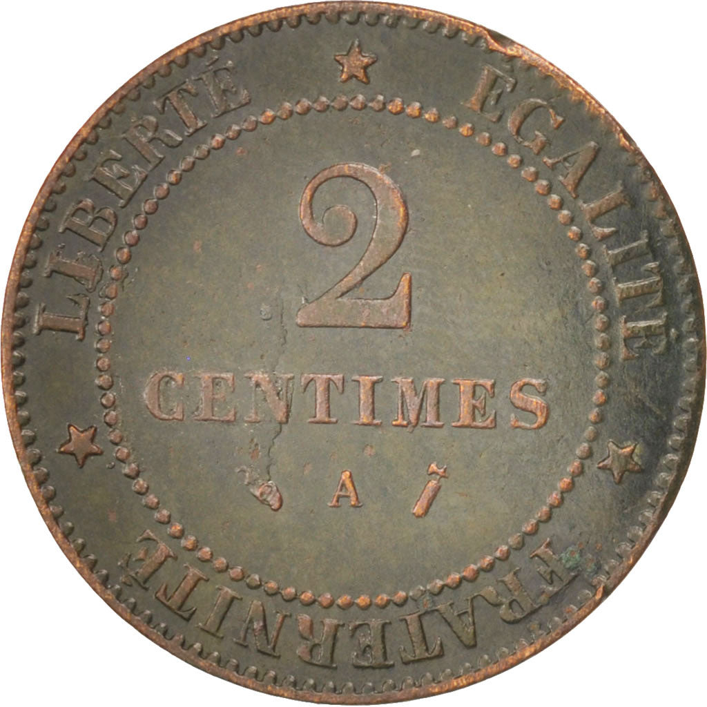 France, Cérès, 2 Centimes, 1889, Paris, VF(30-35), Bronze, KM:827.1