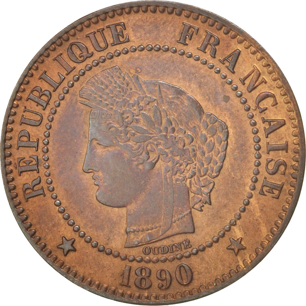 Coin, France, Cérès, 2 Centimes, 1890, Paris, AU(55-58), Bronze, KM:827.1