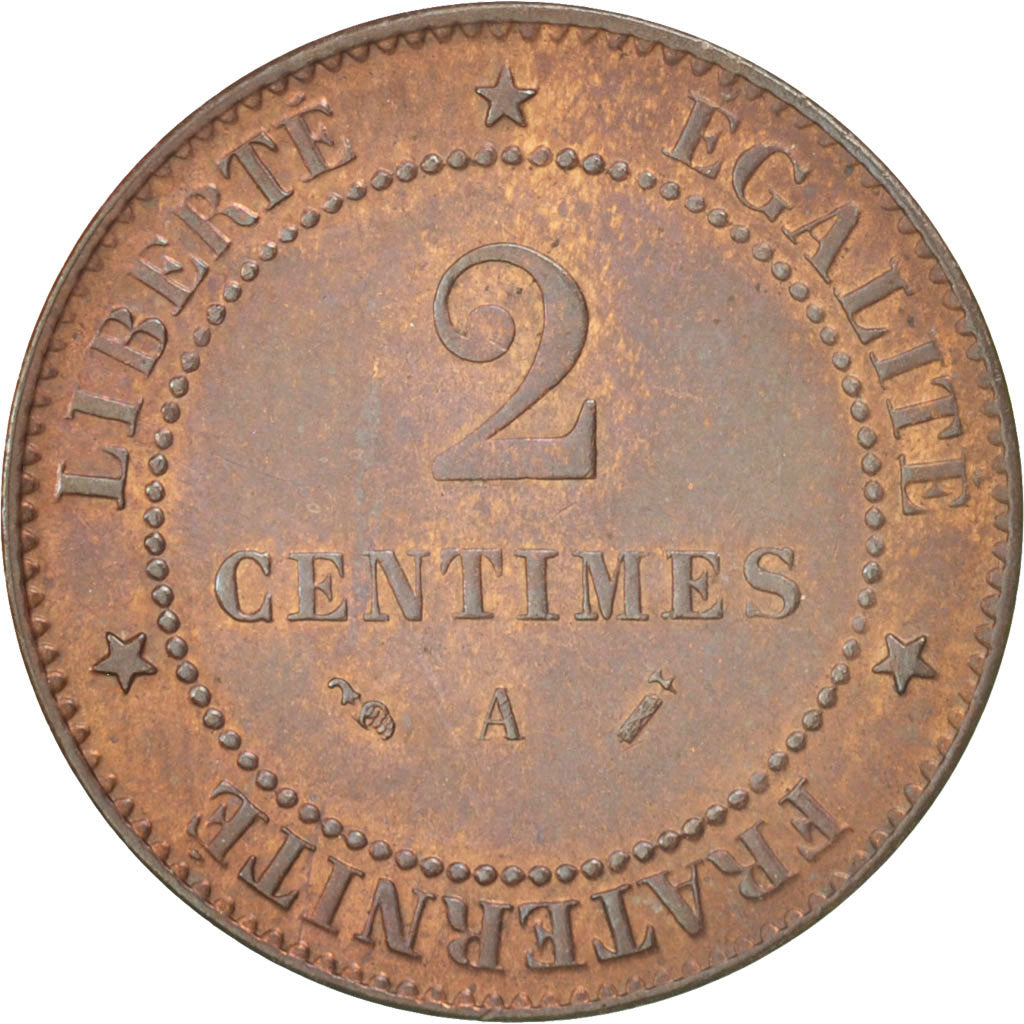 Coin, France, Cérès, 2 Centimes, 1890, Paris, AU(55-58), Bronze, KM:827.1