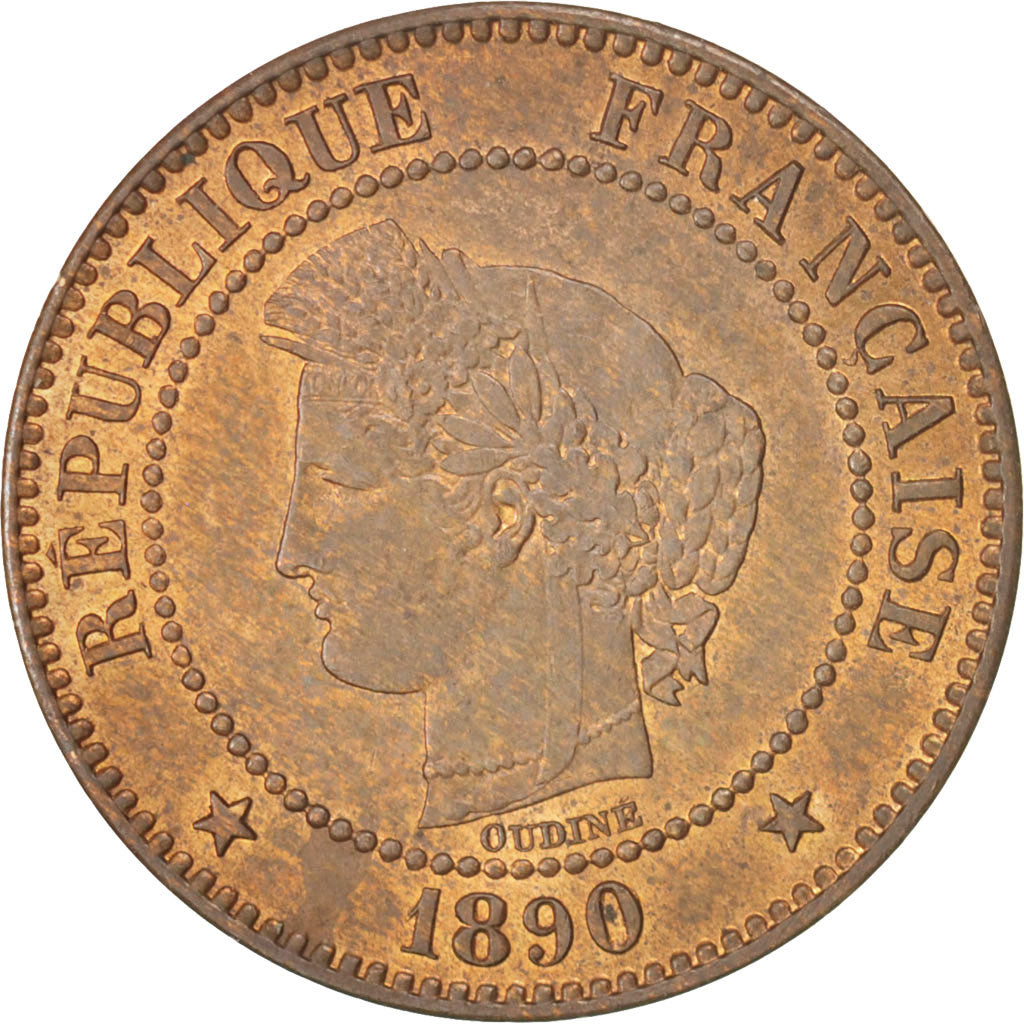 France, Cérès, 2 Centimes, 1890, Paris, SUP, Bronze, KM:827.1, Gadoury:105