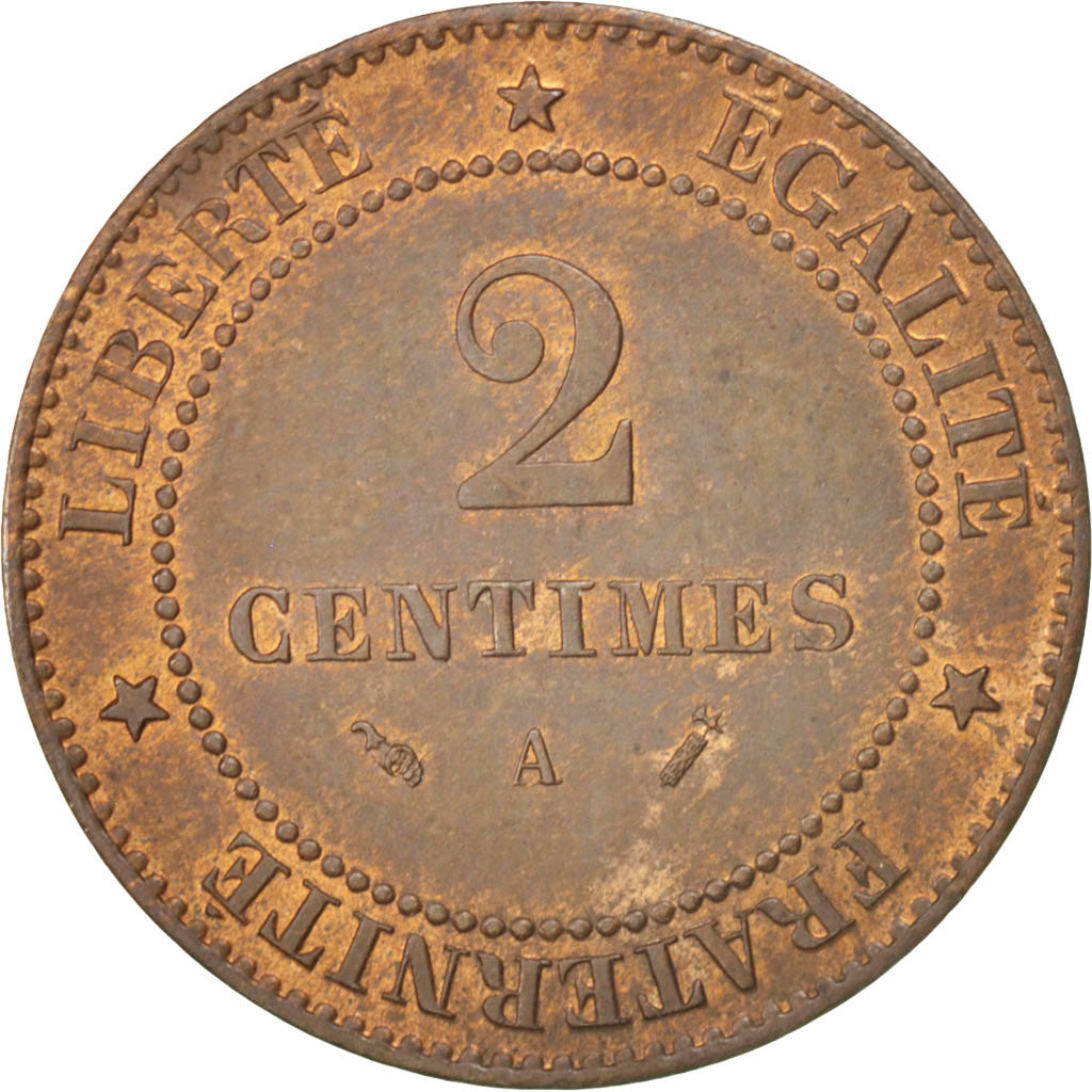 France, Cérès, 2 Centimes, 1890, Paris, SUP, Bronze, KM:827.1, Gadoury:105