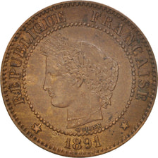 France, Cérès, 2 Centimes, 1891, Paris, EF(40-45), Bronze, KM:827.1