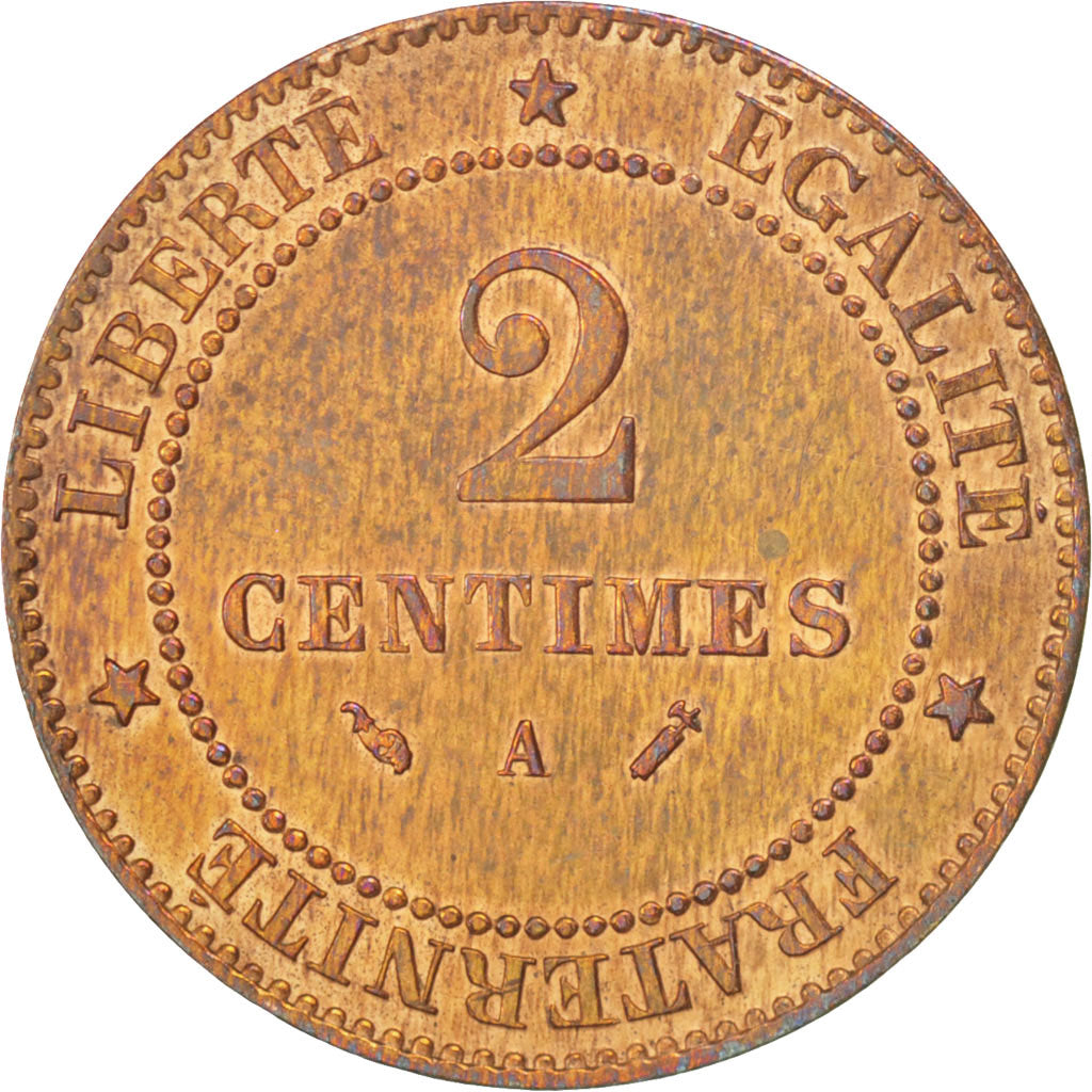 Coin, France, Cérès, 2 Centimes, 1891, Paris, AU(55-58), Bronze, KM:827.1