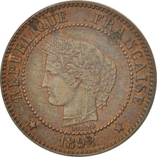 Monnaie, France, Cérès, 2 Centimes, 1892, Paris, TTB+, Bronze, KM:827.1
