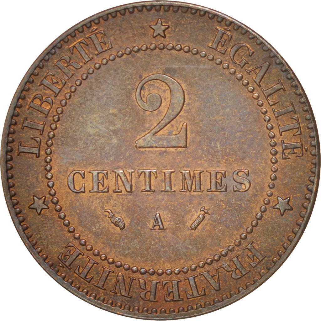 Coin, France, Cérès, 2 Centimes, 1892, Paris, AU(50-53), Bronze, KM:827.1