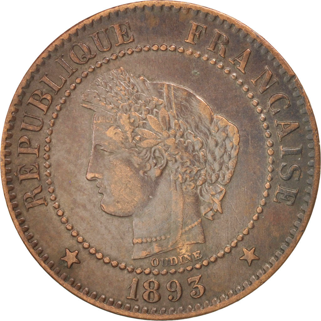 Coin, France, Cérès, 2 Centimes, 1893, Paris, EF(40-45), Bronze, KM:827.1