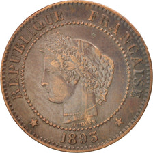 Monnaie, France, Cérès, 2 Centimes, 1893, Paris, TTB, Bronze, KM:827.1