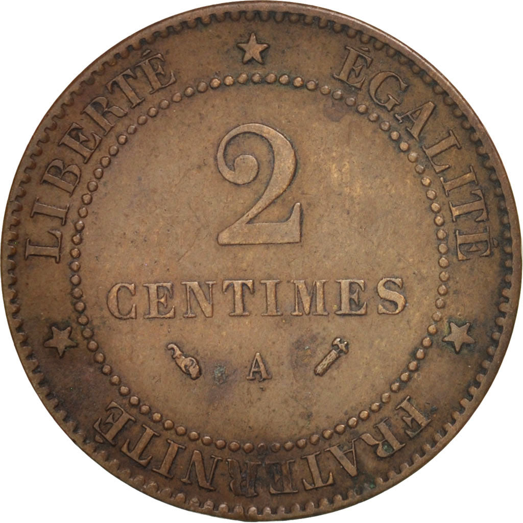 France, Cérès, 2 Centimes, 1893, Paris, VF(30-35), Bronze, KM:827.1