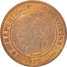Moneta, Francja, Cérès, 2 Centimes, 1893, Paris, AU(50-53), Bronze, KM:827.1