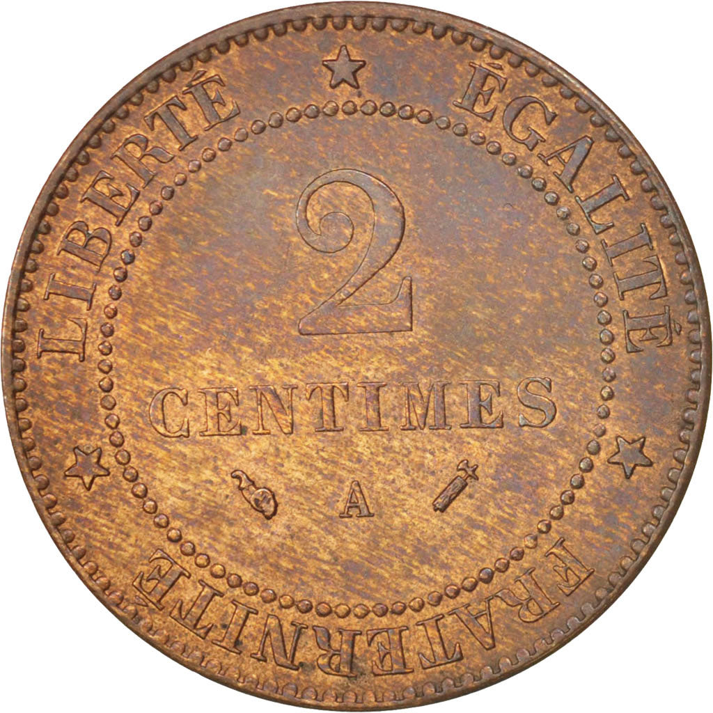 Coin, France, Cérès, 2 Centimes, 1893, Paris, AU(50-53), Bronze, KM:827.1