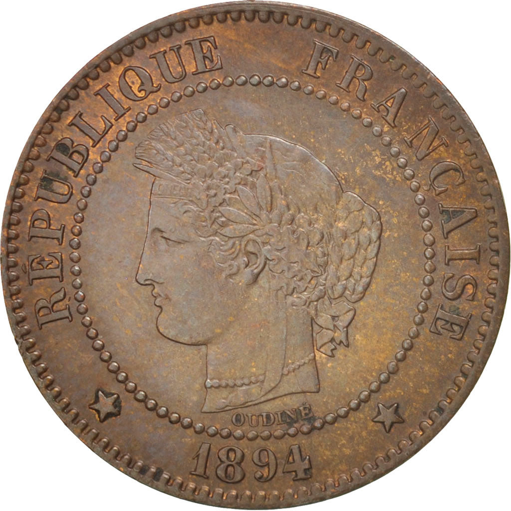 Coin, France, Cérès, 2 Centimes, 1894, Paris, AU(55-58), Bronze, KM:827.1