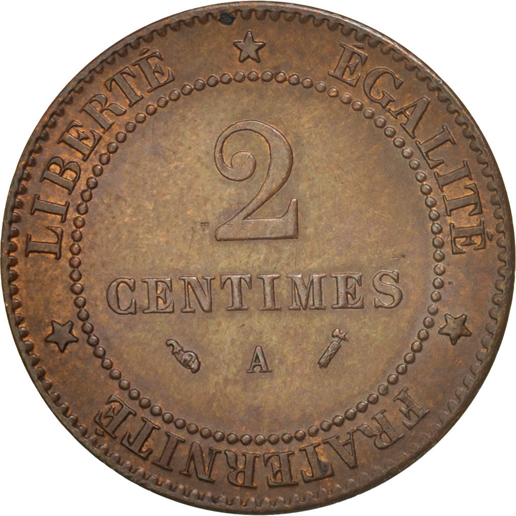 Coin, France, Cérès, 2 Centimes, 1894, Paris, AU(55-58), Bronze, KM:827.1