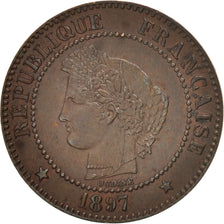 France, Cérès, 2 Centimes, 1897, Paris, AU(50-53), Bronze, KM:827.1